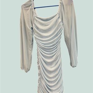 Amazon Light Blue Ruched Long Sleeve Bodycon Dress
